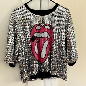 NEW Rolling Stones Sequin Dolman Top